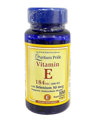 Viên Uống Vitamin E 400IU Với Selenium 50 mcg Puritan's Pride - Hỗ Trợ Làm Đẹp Da, Bổ Sung Sức Khỏe Từ Mỹ