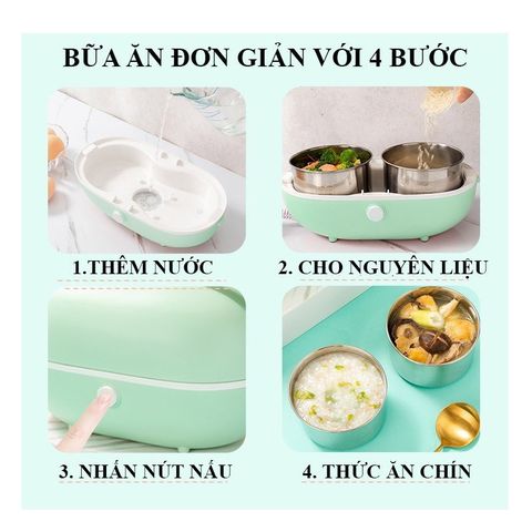 Hộp Cơm Điện Giữ Nhiệt Inox 2 Ngăn AD55 - Hâm Nóng Bằng Hơi Nước, Tiện Lợi Cho Mọi Người Dùng, Đồ Bếp Thiết Yếu