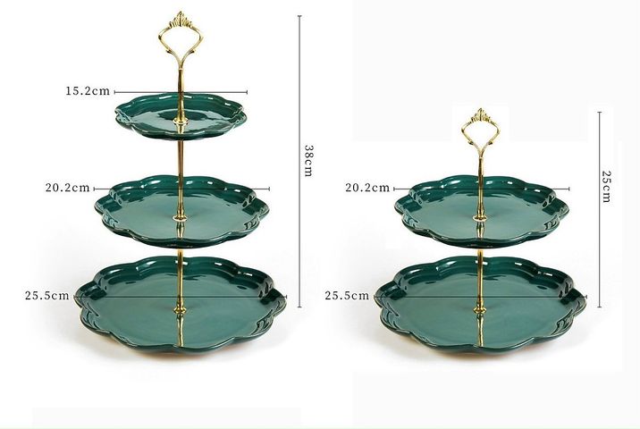 Kệ Sứ Nhiều Tầng Để Bánh Kẹo, Hoa Quả Xanh Ngọc Bích - Bộ Khay Sứ 2 & 3 Tầng Thiết Kế Hiện Đại, Sang Trọng Cho Bữa Tiệc