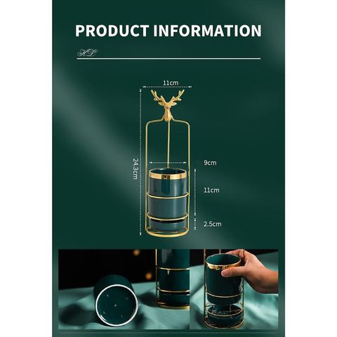 Ống Cắm Đũa Đơn Viền Vàng Khung Hợp Kim Đầu Hươu - Trang Trí Nhà Bếp Sang Trọng, Gọn Gàng, Đựng Đũa, Thìa Cao Cấp