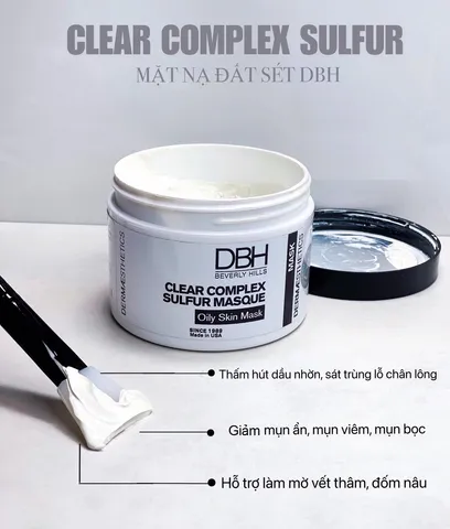 Mặt Nạ Đặc Trị Giảm Mụn Ẩn DBH Clear Complex Sulfur - Kem Dưỡng Da Dầu, Kiểm Soát Nhờn, Làm Sáng Da 28g