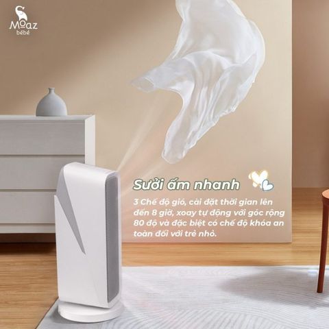Máy Sưởi Đa Năng Moaz BéBé MB034 - Xoay Tự Động, Thiết Kế Hiện Đại, 3 Chế Độ Gió, An Toàn Cho Gia Đình, Bảo Hành 12 Tháng