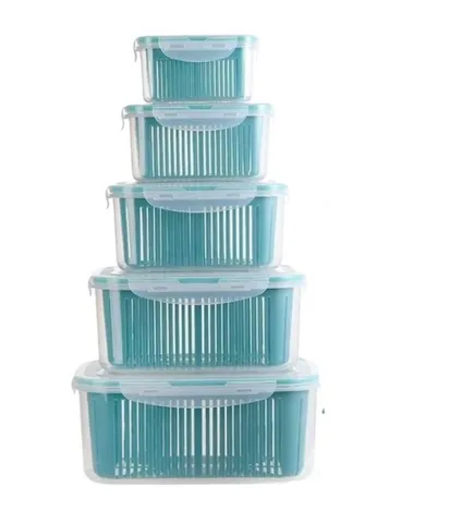 Set 5 hộp đựng thực phẩm có nắp đậy - Giải pháp tiện lợi cho tủ lạnh, bảo quản rau củ quả tươi ngon, tiết kiệm không gian