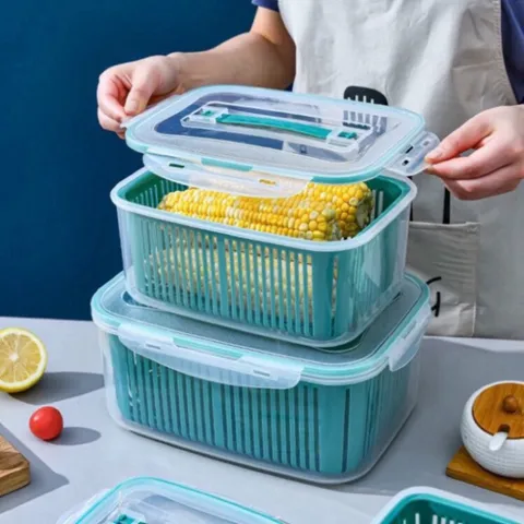 Set 5 hộp đựng thực phẩm có nắp đậy - Giải pháp tiện lợi cho tủ lạnh, bảo quản rau củ quả tươi ngon, tiết kiệm không gian