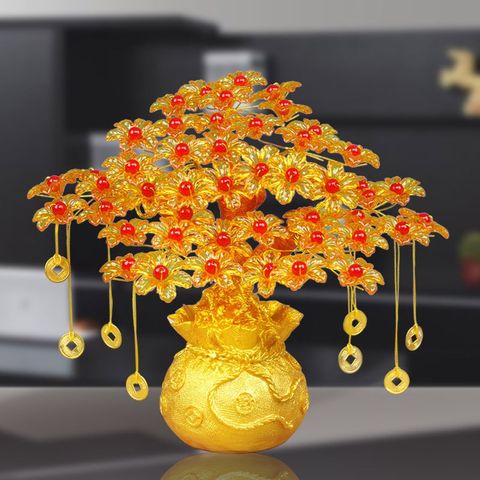 Set nguyên liệu cây kim tiền 7 cành với đế túi tiền sang trọng - Trang trí phong thủy mang lại tài lộc cho không gian sống và làm việc