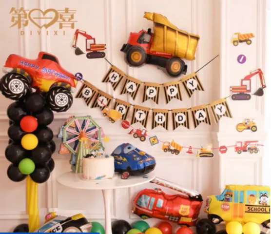 Set trang trí bóng sinh nhật ô tô cho bé trai