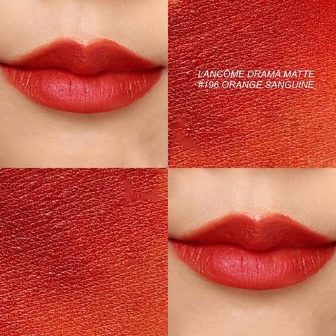 Son Lancome 196 Orange Sanguine Drama Matte - Son Môi Cam Cháy Siêu Hot, Đẳng Cấp Sang Trọng, Phù Hợp Mọi Loại Da