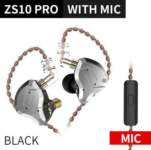Tai nghe nhét trong KZ ZS10 Pro có mic - Chống ồn tốt, âm thanh sống động, thiết kế kim loại cao cấp, phù hợp cho người yêu âm nhạc.