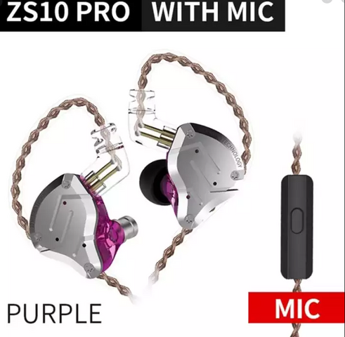Tai nghe nhét trong KZ ZS10 Pro có mic - Chống ồn tốt, âm thanh sống động, thiết kế kim loại cao cấp, phù hợp cho người yêu âm nhạc.