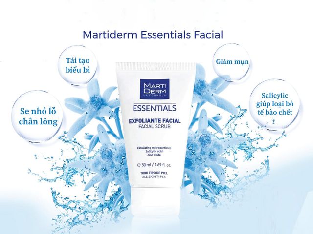 Tẩy Da Chết Mặt MartiDerm Essentials - Kem Tẩy Tế Bào Chết Dạng Hạt 50ml, Làm Sạch Da, Ngừa Mụn, Phù Hợp Mọi Loại Da