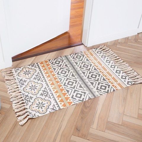 Thảm Boho 90x60cm Họa Tiết Tối Giản Cho Phòng Khách, Phòng Ngủ - Dễ Vệ Sinh, Chất Liệu Cotton Thân Thiện Với Môi Trường