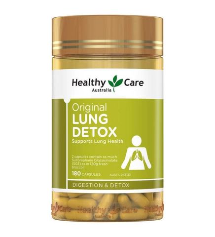 Viên uống Healthy Care Lung Detox Original 180 viên - Hỗ trợ giải độc phổi, cải thiện hô hấp cho người làm việc trong môi trường ô nhiễm