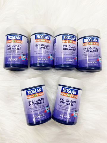 Viên nhai bổ mắt Bioglan Kids Eye Guard Chewable cho trẻ - Hỗ trợ sức khỏe mắt, chống oxy hóa, vị việt quất thơm ngon, bảo vệ trước ánh sáng xanh.