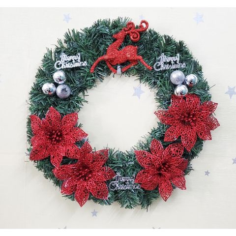 Vòng Nguyệt Quế Trang Trí Giáng Sinh 40cm - Vòng Hoa Noel Với Cảnh Thông, Quả Chuông, Phụ Kiện Đáng Yêu, Trang Trí Cây Thông, Quà Tặng