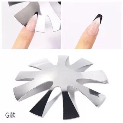 Khuôn Cắt Móng Bột Nail 02 Hình Chữ V - Dụng Cụ Tiện Lợi Tạo Form Móng Sắc Nét, Inox Không Gỉ, Dễ Sử Dụng