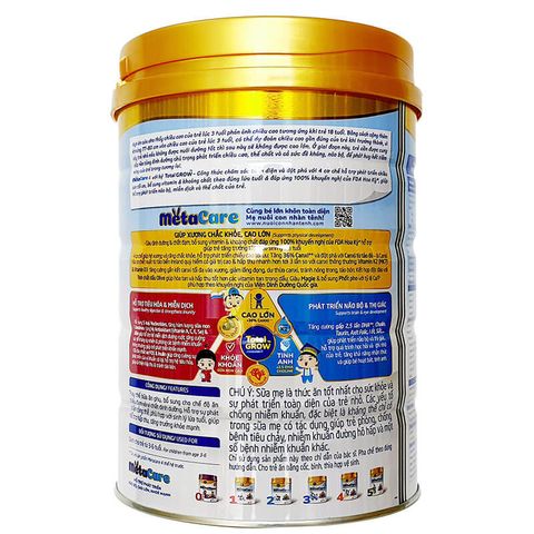 Sữa bột Nutricare Meta Care số 4 cho trẻ 3 - 6 tuổi, dinh dưỡng cao cấp, hỗ trợ phát triển trí não và chiều cao chắc khỏe - Hộp 900g.