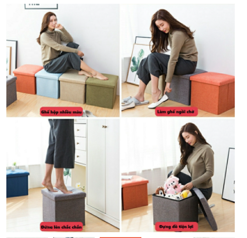 Ghế Hộp Đa Năng Tiết Kiệm Không Gian - Ghế Ngồi Tiện Lợi Có Ngăn Đựng Đồ Thích Hợp Trang Trí Nhà Cửa, Nhiều Màu Sắc 30x30cm