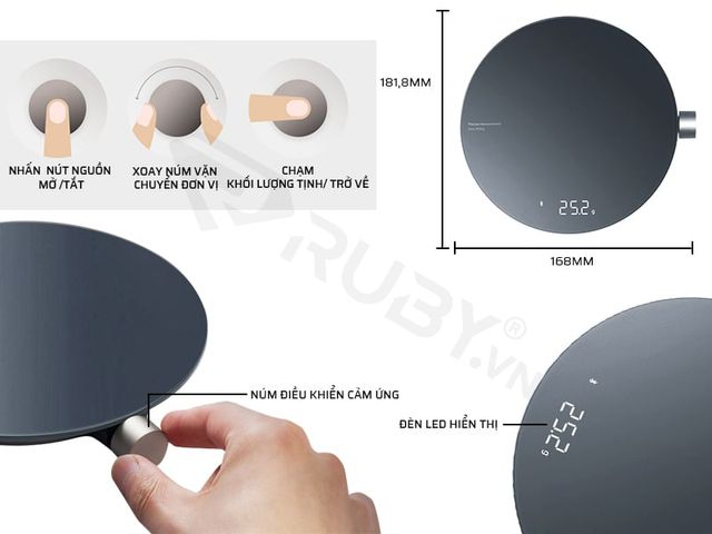 Cân Nhà Bếp Thông Minh Xiaomi Hoto - Kết Nối Mi Home, Màn Hình LED, Đo Trọng Lượng 1-3000g, Chức Năng Đa Năng, Tiện Lợi