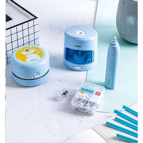 Bộ 3 Món Tẩy Gọt Bút Chì Tự Động Deli - Hút Bụi Mini, Tiện Lợi Cho Bé Trong Học Tập, Dễ Dàng Sử Dụng