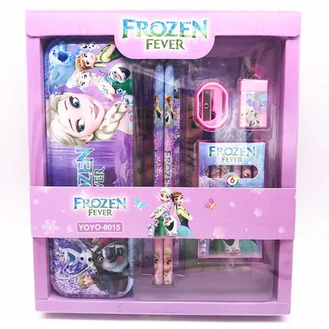 Bộ Dụng Cụ Học Tập 7 Món Kèm Hộp Hoạt Hình Elsa, Minion, Pony - Quà Tặng Học Tập Đẹp, Thú Vị Cho Trẻ Em