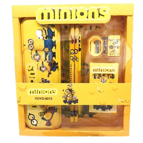 Bộ Dụng Cụ Học Tập 7 Món Kèm Hộp Hoạt Hình Elsa, Minion, Pony - Quà Tặng Học Tập Đẹp, Thú Vị Cho Trẻ Em
