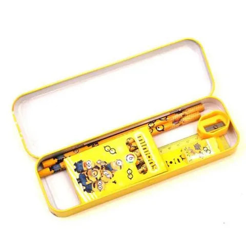 Bộ Dụng Cụ Học Tập 7 Món Kèm Hộp Hoạt Hình Elsa, Minion, Pony - Quà Tặng Học Tập Đẹp, Thú Vị Cho Trẻ Em