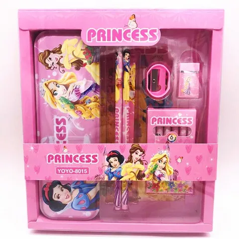 Bộ Dụng Cụ Học Tập 7 Món Kèm Hộp Hoạt Hình Elsa, Minion, Pony - Quà Tặng Học Tập Đẹp, Thú Vị Cho Trẻ Em