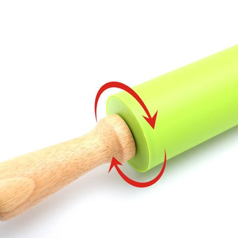 Cây Cán Bột Silicon Siêu Bền Dụng Cụ Làm Bánh An Toàn, Không Dính, Thiết Kế Cán Gỗ - Dụng Cụ Nhà Bếp Chất Lượng