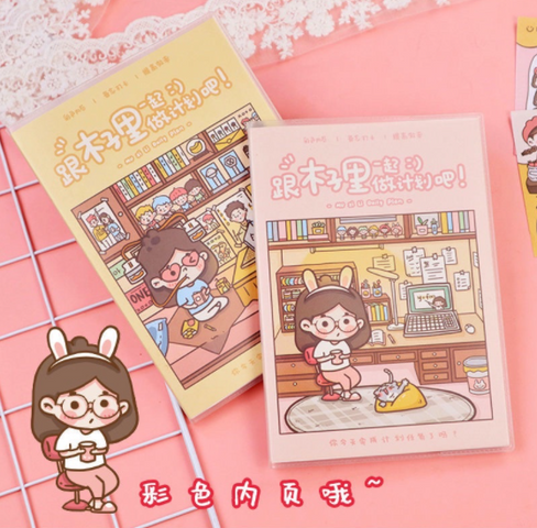 Combo Sổ Kế Hoạch Sticker và Băng Dính Washi Hoạt Hình Cute - Sáng Tạo Trang Trí Với Nhiều Hình Dán Độc Đáo