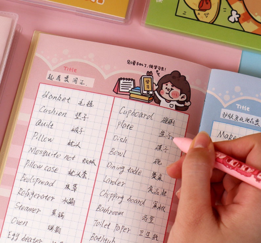 Combo Sổ Kế Hoạch Sticker và Băng Dính Washi Hoạt Hình Cute - Sáng Tạo Trang Trí Với Nhiều Hình Dán Độc Đáo