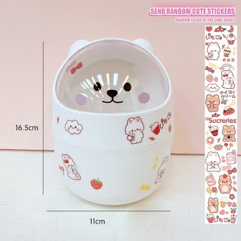 Hộp Đựng Rác Mini Để Bàn Hình Gấu Trắng & Mèo Vàng Kèm Sticker Dễ Thương - Tiện Lợi Cho Không Gian Làm Việc