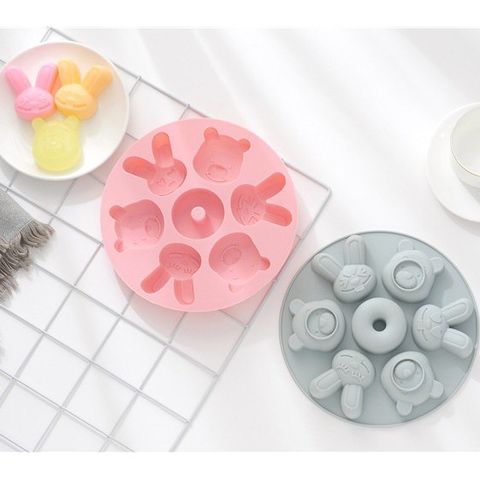 Khuôn Hấp Silicon Có Nắp Đậy - Dụng Cụ Làm Bánh & Đồ Ăn Dặm Cho Bé, Chất Liệu Độ Bền Cao, Thiết Kế Ngộ Nghĩnh