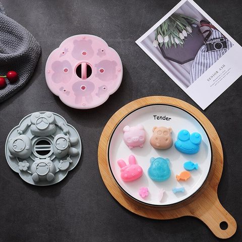 Khuôn Hấp Silicon Có Nắp Đậy - Dụng Cụ Làm Bánh & Đồ Ăn Dặm Cho Bé, Chất Liệu Độ Bền Cao, Thiết Kế Ngộ Nghĩnh