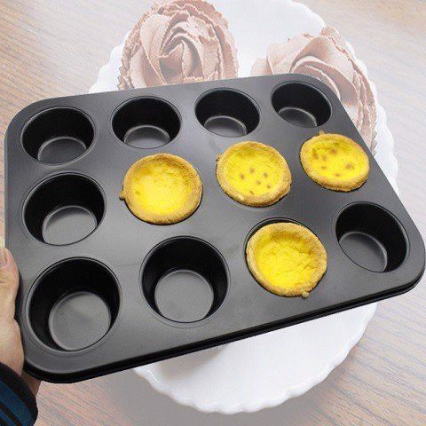Khuôn Nướng Bánh Cupcake Chống Dính Bằng Thép Carbon, Dễ Dùng, Chất Lượng Cao - Dụng Cụ Làm Bánh Nhà Bếp Thiết Yếu
