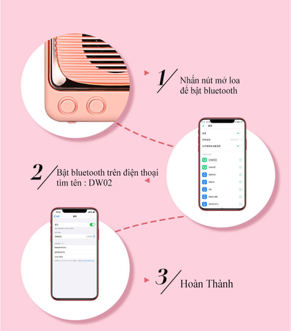 Loa Mini Bluetooth 5.0 DW02 - Thiết Kế Retro Cổ Điển, Kết Nối Dễ Dàng, Pin 900mAh, Âm Thanh Chất Lượng Cao, Mic Đàm Thoại