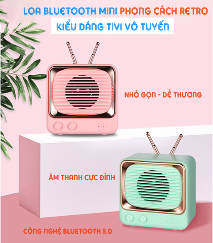 Loa Mini Bluetooth 5.0 DW02 - Thiết Kế Retro Cổ Điển, Kết Nối Dễ Dàng, Pin 900mAh, Âm Thanh Chất Lượng Cao, Mic Đàm Thoại