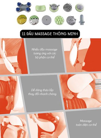 Máy massage cầm tay Fuki Japan FK-511 - 11 đầu massage chuyên dụng, món quà tuyệt vời cho sức khỏe và thư giãn tại nhà
