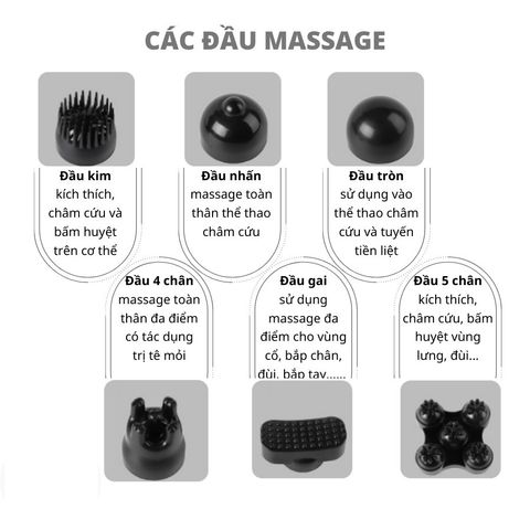 Máy Massage Cầm Tay Không Dây Moico YT-1708 - Thiết Kế Hiện Đại, 6 Đầu Massage Chuyên Dụng, Giảm Đau Nhức Hiệu Quả