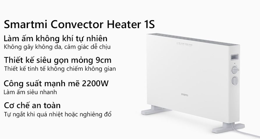 Máy Sưởi Xiaomi Smartmi Convector Heater 1S - Sưởi Ấm Tự Nhiên Không Gây Khô Da, Kết Nối Wifi, Điều Khiển Thông Minh