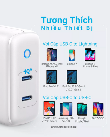 Sạc Anker Powerport III Duo 36W A2628 - Bộ sạc nhanh 2 cổng USB-C PowerIQ 3.0 cho điện thoại và máy tính bảng, nhỏ gọn và tiện lợi