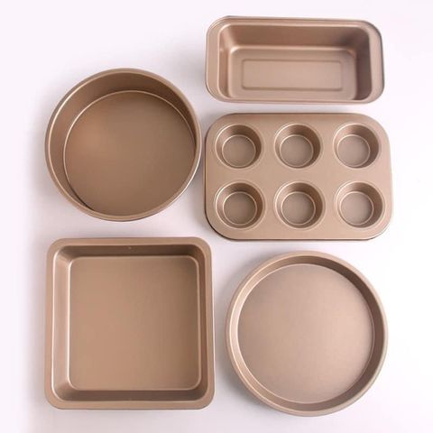 Set 5 Khuôn Nướng Bánh Thép Carbon Chống Dính - Bánh Pizza, Cupcake, Bông Lan - Dụng Cụ Làm Bánh Chất Lượng Cao
