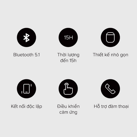 Tai Nghe Cảm Ứng True Wireless HAVIT TW951 - Thiết Kế Nhẹ, Kết Nối Bluetooth 5.1, Âm Thanh HD, Thời Gian Sử Dụng 15 Giờ