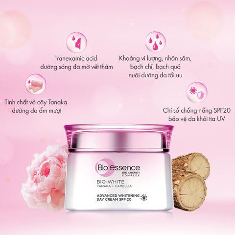 Kem Dưỡng Trắng Ban Ngày Bio-White Tanaka Camellia SPF20 - Bảo Vệ Da Khỏi Tia UV, Dưỡng Ẩm Sâu, Phù Hợp Mọi Loại Da
