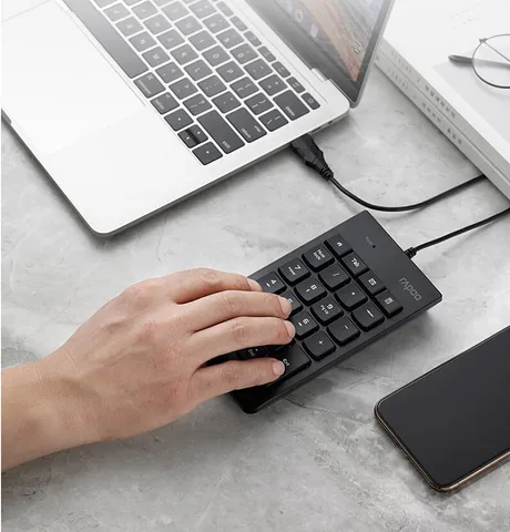 Bàn Phím Số Rapoo K10 USB - Thiết Kế Gọn Nhẹ, Phím Khắc Laser, Hỗ Trợ Nhập Liệu Số Hiệu Quả cho Laptop