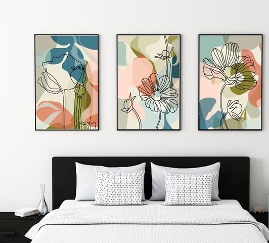 Bộ 3 Tranh Treo Tường Phòng Ngủ Chống Ẩm Mốc - Trang Trí Nội Thất Nhiều Mẫu Độc Đáo, Gỗ Và Vải Canvas