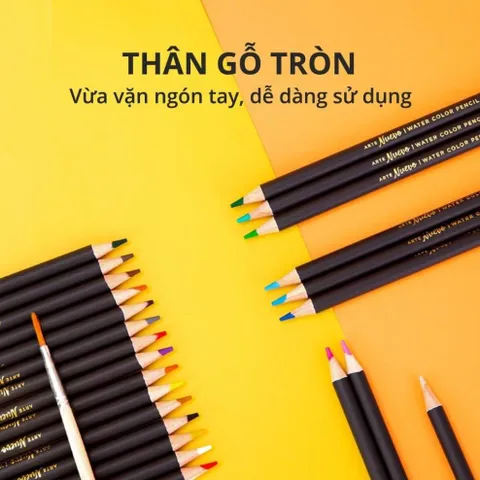 Bút Chì Màu Nước Deli 6518/6519/6520 Cao Cấp Kèm Bút Lông - Bộ 24/36/48 Màu Sắc Sặc Sỡ, Đồ Vẽ Đầy Sáng Tạo