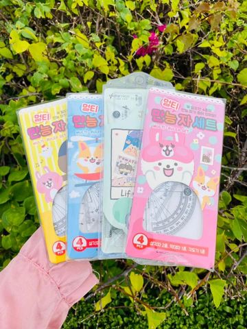 Combo Bộ Thước Kẻ Đủ Loại Dạng Túi - Gồm Thước Kẻ Thẳng, Ê-Kê, Tam Giác Cân, Đo Độ và Tam Giác Vuông - Tiện Dụng Cho Học Sinh và Văn Phòng