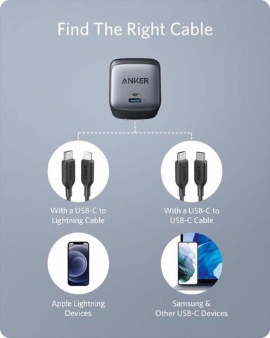 Củ sạc nhanh Anker A2665 Nano II 30W - Sạc PD siêu nhỏ gọn, tương thích USB-C, An toàn và Tốc độ cao cho iPhone, MacBook, Laptop