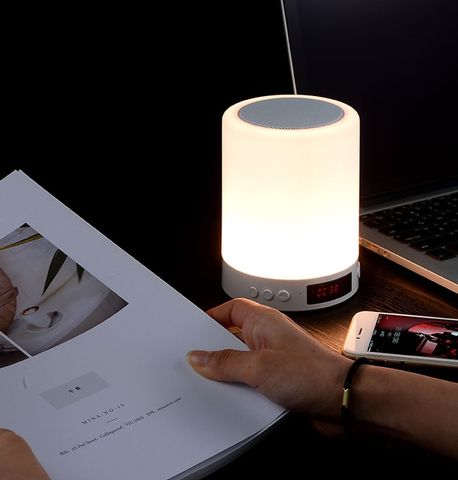 Đèn Ngủ Thông Minh Tích Hợp Loa Bluetooth & Đồng Hồ Báo Thức - 3 Chế Độ Sáng Để Đọc Sách, Làm Việc Thoải Mái