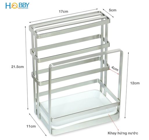 Kệ Để Dao và Thớt Inox 2 Ngăn Hobby DD2N - Có Khay Hứng Nước Tiện Dụng Cho Nhà Bếp